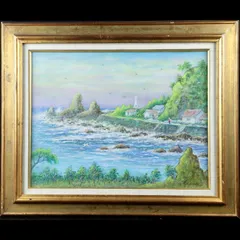 絵画　油彩画　油絵　「三陸の海」4F 菊地正則　渡仏　美品　手描き　原画　額付き 絵画 油彩画 油絵 「三陸の海」4F 菊地正則 渡仏 美品 手描き 原画