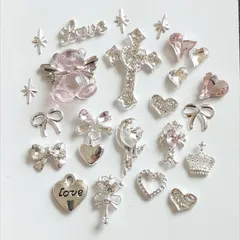 No.315　地雷系　ゴテゴテ　ピンク　シルバー　ネイルパーツ　セット