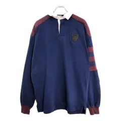90年代 USA製 Polo by Ralph Lauren ポロ ラルフローレン ラガーシャツ ネイビー(メンズ L)中古 古着 U6059