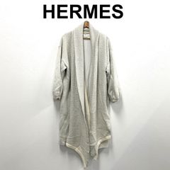 HERMES グレー ロングコート エルメス HERMES ディアスキンパイピングウールロングコート