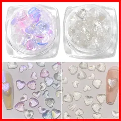 【数量限定】ネイルストーン キラキラ 多色 DIY ネイルセット 3D オーロラ 5mm クリア ぷっくり 6mm 約100個セット ハート型 ケース付き ネイルパーツ