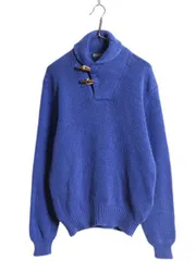 【お得なクーポン配布中!】 00s ポロ ラルフローレン ショールカラー ニット セーター メンズ L 古着 オールド コットン リネン 無地 ポニー無し トグルボタン ブルー
