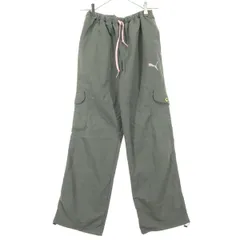 PUMA プーマ ワンポイントロゴ ナイロンパンツ M グレー レディース 古着