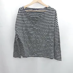 ◇ ⊂ nano universe ナノユニバース ボーダー 長袖 カットソー サイズF ブラック レディース E  【1501230039123】