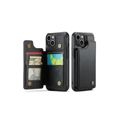 【JDDLang】 iPhone13 ケース カード収納 背面ケース手帳型 13手帳 iphone13 case 高級 PU革 スタンド機能 耐衝撃 滑り防止 携帯カバー アイフォン 13ケース 全面保護 手触りが良い 人気 上質 6.1インチ対応（ブラッ 0