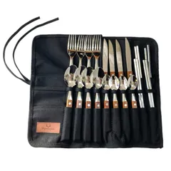 新品 [kuuupiii] カトラリーセット 4人用 21点セット キャンプ アウトドア 収納 木製 ステンレス おしゃれ バーベキュー 子供 大人 ファミリー グループ ソロキャンプ カトラリー BBQ コンパクト レジャー 軽量 折り畳み 調理器具 携帯