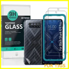 【人気商品】Ibywind ガラスフィルム Black Shark 4/4 Pro 用 強化 ガラス 保護 フィルム 2枚セット カメラレンズプロテ クター付き(金属材料) 背面保護フィルム付き 簡単装着キット付き