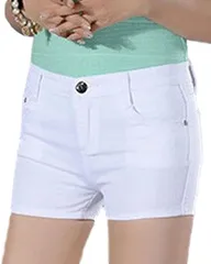 Aguilucho(アリルチョウ） 短パン ストレッチ ショート ホット パンツ ゆったり かわいい ボトム カジュアル デニム レディース 白 ホワイト S サイズ( 01.白 28（S-Mサイズ）)