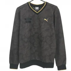 【新品】プーマ トレーナー ダークブラウン 総柄 DRYCELL Vネック  メンズ M ゴルフウェア PUMA