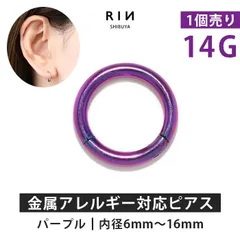 【凛公式】軟骨ピアス ボディピアス 14G ワンタッチピアス セグメントリング パープル 金属アレルギー つけっぱなし サージカルステンレス リング フープピアス シンプル キャッチレス 片耳用