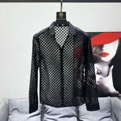 種類7：2XL/A：白半袖 メンズ ファッション 服 男性用 オシャレ シンプル 大人 かっこいい ストリート メッシュ 通気性 薄手 トップス チェッカーボード シャツ スタイル スリム ファッション 