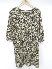 ◇ URBAN RESEARCH ROSSO リバーシブル 総柄 長袖 膝丈 ワンピース サイズF アイボリー ブラック グレー レディース E  【1303240027059】