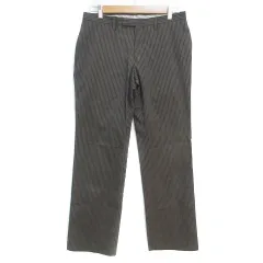 コムサデモードメン COMME CA DU MODE MEN テーパードパンツ ロング丈 ストライプ柄 M チャコールグレー 黒 ブラック /FF5 ■MOのサムネイル