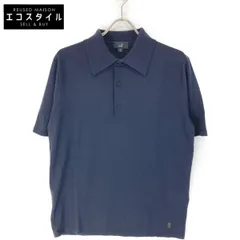 25022ダンヒルメンズ長袖ポロシャツウール100％紺色L
