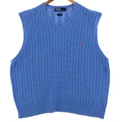 古着 ラルフローレン Ralph Lauren POLO by Ralph Lauren ケーブル編み Vネック コットンニットベスト メンズXXL相当/eaa380804