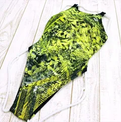 SE2-X75☆arenaアリーナ競泳水着 Lサイズ相当 大きいサイズ 黄色 黒 オープンバック キレイ アーティスティック クール 刺激的 レディース 練習用水着 フィットネスジムプール ワンピース■