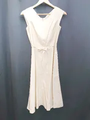 ◇ ◎ ef-de エフデ 光沢感 大人女子 パーティー 二次会 フレンチスリーブ 膝丈 ワンピース サイズ7 ベージュ レディース P  【1307250031563】