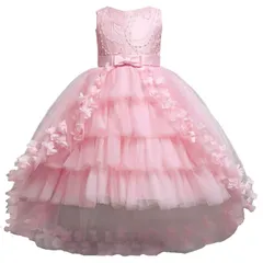 150_3-ピンク [VIISEN] 子供ドレス ジュニア ピアノ 発表会 フォーマル キッズ ドレス 子どもドレス演奏会 結婚式 刺繍 上品 エレガント 女児 女の子 フォーマル ドレス 100-160(3-ピンク, 150)