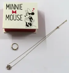 【中古】銀製品・指輪・アクセサリー ミニーモチーフ ネックレス＆リング 「ディズニー×SAMANTHA SILVA」