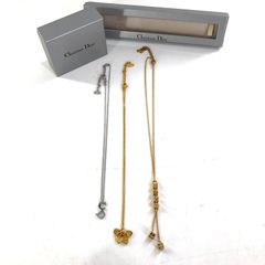 Christian Dior ディオール ネックレス GP ゴールド シルバー ロゴ ハート キューブ レディース 3点まとめ【OE-840】