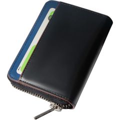 【新品未開封】クレジットカードケース  栃木レザー メンズ カードケース カード入れ スキミング防止 日本製 本革 大容量 じゃばら コインケース YKKファスナー レッド 美しいパッケージと 贈り物に最適 (ブラック/ブルー) LL2980GMKB