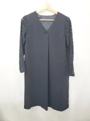 ◇ Θ N. Natural Beauty Basic 袖切替 シアースリーブ 長袖 膝丈 ワンピース サイズM ネイビー レディース E  【1506250000948】