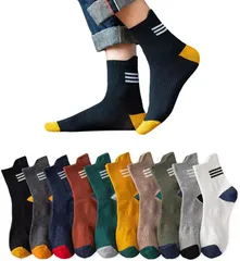 靴下 メンズ ソックス クルーソックス 10足セット 春夏秋冬 スポーツおしゃれ くつした メンズ コットンクルーソックス 男性 抗菌防臭 24-28cm