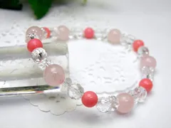 【8mm_Simple_6´sブレスレット】 8mm＆6mmシンプルブレスレット ローズクォーツ＆ピンク珊瑚 天然石 パワーストーン
