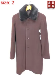 イネド INED 90S カシミヤ混 ファー付け襟 ステンカラーコート レディのサムネイル