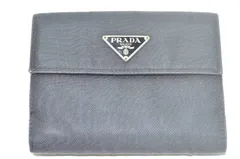 【送料無料】 プラダ PRADA 二つ折り 財布 ナイロン ブラック 三角ロゴプレート イタリア製
