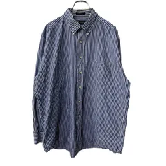 CHAPS 長袖 ストライプシャツ XL ブルー ホワイト チャップス ボタンダウン 長袖シャツ トップス 古着卸 アメリカ仕入 a709-6112