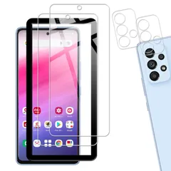 【在庫セール】2+2枚】ガイド枠付き KPNS 【指紋認証 日本素材製 強化ガラス Galaxy A53 5G SC-53C SCG15 用 ガラスフィルム カメラフィルム カバー 保護フィルム