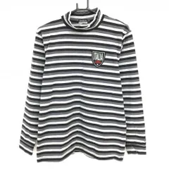 【美品】カッパ 長袖ハイネックシャツ グレー×黒 ボーダー メンズ L ゴルフウェア Kappa