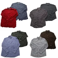 古着卸 まとめ売り トミーヒルフィガー 長袖シャツ 8枚セット (メンズ L /XL /2XL ) チェック ストライプ ボタンダウン 中古 古着 NC1697