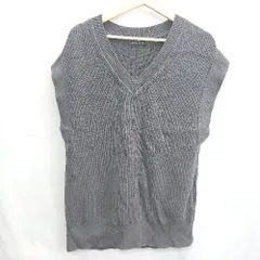 ◇ ⊇ green label relaxing UNITED ARROWS コットン100% 袖なし Vネックニットベスト サイズF グレー レディース E  【1502030026771】