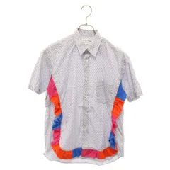 COMME des GARCONS SHIRT (コムデギャルソンシャツ) フランス製 マルチカラーフリルドッキング ドット柄 半袖シャツ グレー/ブルー S23084のサムネイル