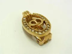 ■美品■ ChristianDior ディオール CDロゴ ラインストーン 片耳のみ クリップ式 イヤリング アクセサリー ゴールド系 DI6306