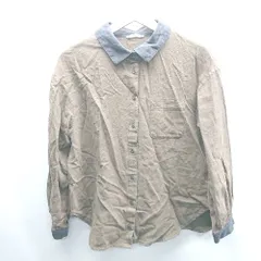 ◇ ⊇ SM2 襟付き 長袖 シャツ サイズF ブラウン グレー系 レディース E  【1409240035251】