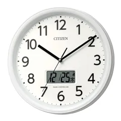 Color:ホワイト リズム(RHYTHM) シチズン 掛け時計 電波時計 アナログ 温度 湿度 カレンダー (デジタル 液晶表示) 静かな 連続秒針 白 Φ30x5.1cm CITIZEN 8FYA05-003