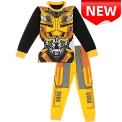 ⭐新品⭐バンブルビー風 トランスフォーマー パジャマ セット 子供服 キッズ 長袖 上下セット 男の子 プリント パジャマ 黄色 ロボット 戦隊ヒーロー風 ルームウェア コスプレ コスチューム 綿 コットン 100cm 110cm 120cm 130cm