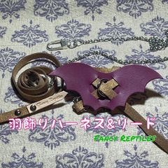 フトアゴヒゲトカゲ用羽飾りハーネス&リード デビル