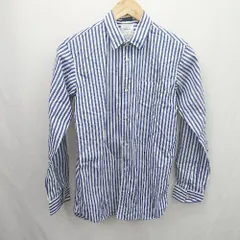 ◇ ⊂ SHIPS シップス ストライプ柄 長袖 長袖シャツ サイズ4 ネイビー ホワイト系 メンズ E  【1507160029210】