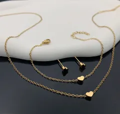 ★3セット★シンプルハート♡ネックレス とピアスとブレスレット　サージカルステンレス