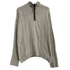 LACOSTE コットンニット セーター 5 L～ ホワイト系 ラコステ ハーフジップ ラグラン シンプル 秋冬 古着卸 アメリカ仕入 a702-5968