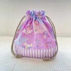 🅝🅔🅦 【お弁当袋】ユニコーン ✖️ ストライプ　／ 女の子　紫　パープル　ゆめかわ