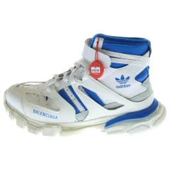 BALENCIAGA (バレンシアガ) ×adidas Track Forum アディダス トラック フォーラム トレーナー ハイカットスニーカー ホワイト×ブルー 28.5cm/EU43 593994