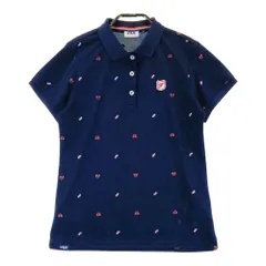 サイズ：M FILA GOLF フィラゴルフ  半袖ポロシャツ 総柄 ネイビー系 [240101268642]# ゴルフウェア レディース ストスト