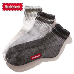 ヘルスニット【Healthknit】191-3696 2本ライン 3Pソックス ショートソックス 靴下 ハーフソックス クウォーターソックス メンズ 25-27cm 3色セット アソート