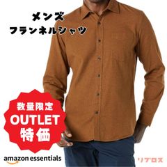 新品 Amazon Essentials フランネルシャツ メンズ Lサイズ 長袖 スリムフィット トフィーブラウン 厚手 男性 コットン 洗濯機洗い可 カジュアル おしゃれ トップス リプロス