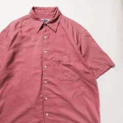 2001年 オールドネイビー リネン×コットン ボックスシャツ 半袖 (S) ピンク系 無地 00's 00年代 旧タグ オールド GAP ギャップ OLD NAVY　アメリカ古着 USED  ビンテージ ヴィンテージ